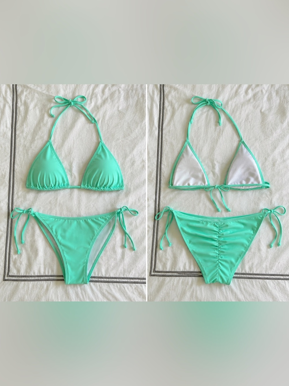 Victoria’s Secret bikini, M bottoms, L top drawstring. Teal pastel color. - Picture 3 of 3